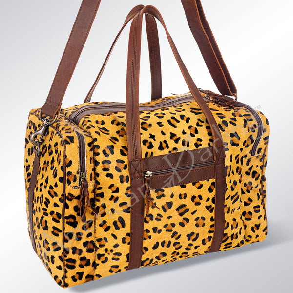 ADBG254 American Darling Duffel Bag - Handcrafted Hair-On Cowhide & Genuine Leather Travel Bag