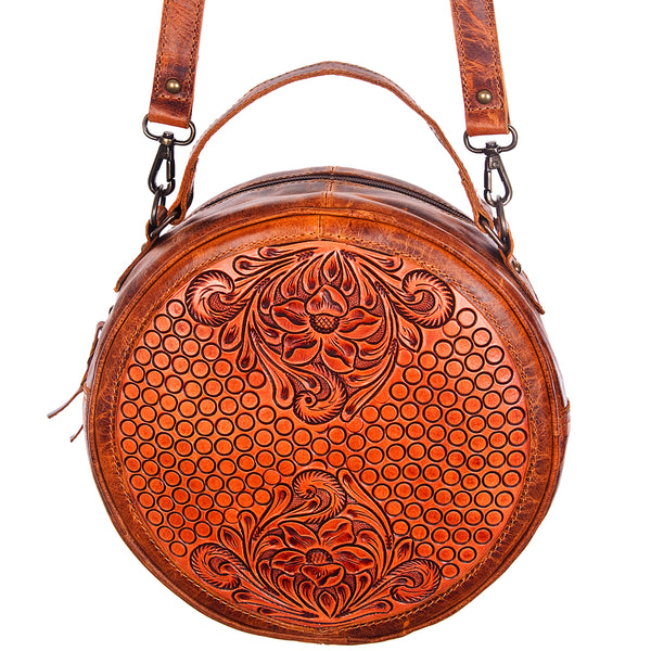 ADBG498 American Darling Hand Tooled Floral Leather Western Canteen Bag