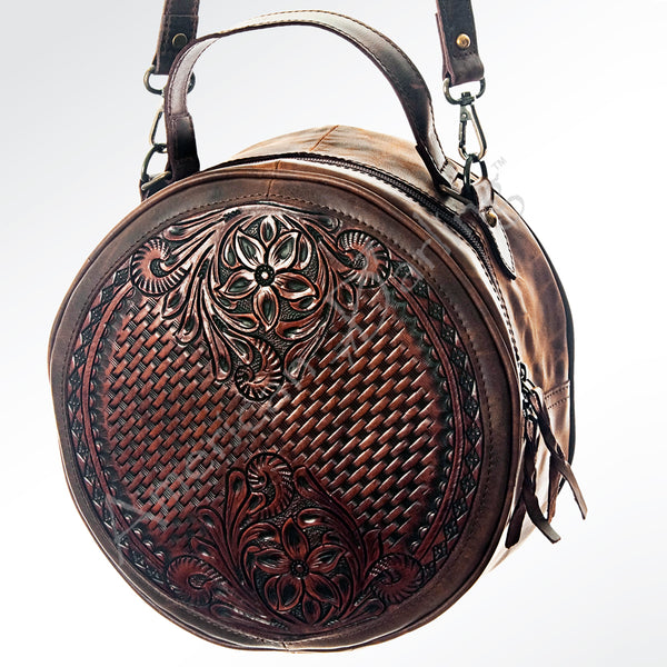 ADBG498 American Darling Hand Tooled Floral Leather Western Canteen Bag
