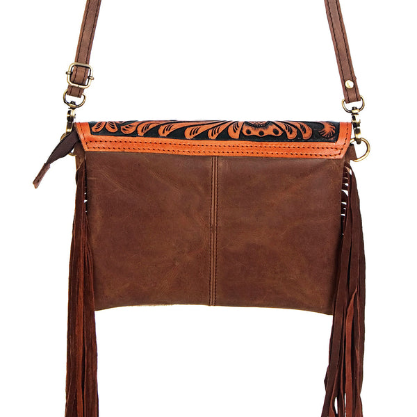 ADBGD101 American Darling Western Hand Tooled Floral Envelope - Turquoise Stone & Cowhide