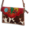 ADBGD103 American Darling Hand Tooled Floral & Hair-On Cowhide Leather Envelope Crossbody