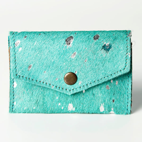 LC-ADBGZ141 Hair-On Cowhide Card Holder - Western Leather Mini Wallet