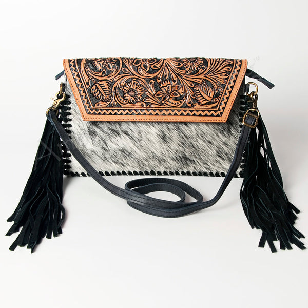 ADBGD111 American Darling Genuine Leather Hair On Hide Fringe Crossbody Envelope