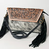 ADBGD111 American Darling Genuine Leather Hair On Hide Fringe Crossbody Envelope