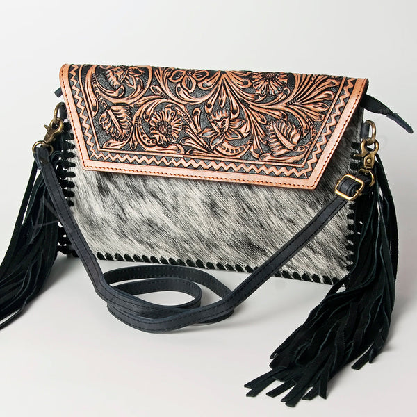 ADBGD111 American Darling Genuine Leather Hair On Hide Fringe Crossbody Envelope