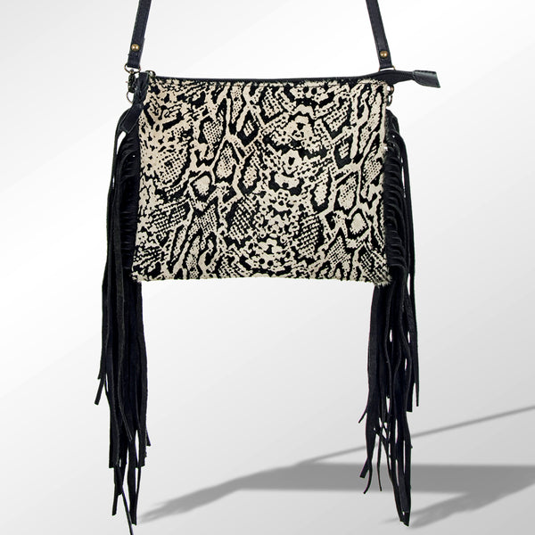 ADBG109 American Darling Hair-On Cowhide Crossbody Bag with Fringe