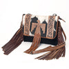 ADBG499BRW American Darling Hand Tooled Floral & Hair-On Cowhide Fringed Western Envelop Bag