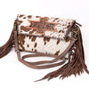 ADBGD106 American Darling Hair-On Cowhide Crossbody Bag with Tooled Leather Star Patch & Fringe