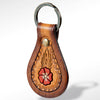 LC-ADKR155 Tooled Leather Keychain Red Flower Design