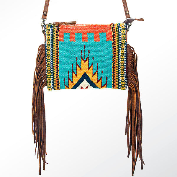 ADBG236 American Darling Handcrafted Cross body Bag with Hand-Woven Saddle Blanket & Fringes
