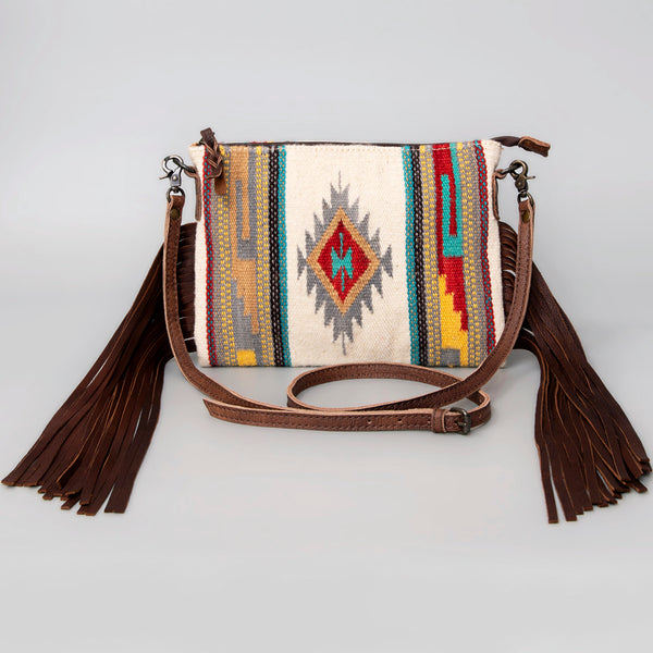 ADBG236 American Darling Handcrafted Cross body Bag with Hand-Woven Saddle Blanket & Fringes