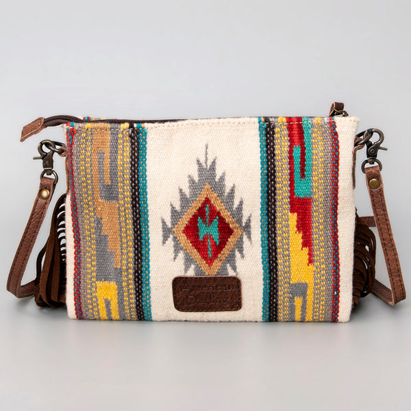 ADBG236 American Darling Handcrafted Cross body Bag with Hand-Woven Saddle Blanket & Fringes
