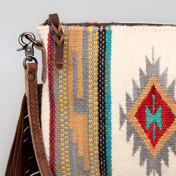 ADBG236 American Darling Handcrafted Cross body Bag with Hand-Woven Saddle Blanket & Fringes