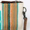 ADBG344 Southwestern Wool Wristlet Clutch with Tribal Pattern and Leather Strap