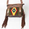ADBG496 American DarlingAztec Wool Crossbody Bag with Hand Tooled Leather & Fringe