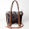 ADBG511BRW American Darling Genuine Cowhide Tote Bag with Braided Leather Fringe Straps Western Crossbody