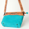 LC-ADBGS145DM2B Turquoise Embossed Western Tote - Tooled Leather Convertible Clutch Bag