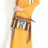 LC-ADBGZ183 Southwestern Wool Crossbody Bag with Tooled Leather & Fringe - Western Style Purse