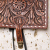 LC-ADBGZ101ACGO Gold Speckled Cowhide Backpack with Hand-Tooled Floral Leather Flap - Western Boho Travel Bag