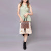 LC-ADBGZ101ACGO Gold Speckled Cowhide Backpack with Hand-Tooled Floral Leather Flap - Western Boho Travel Bag