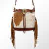 ADBGI102 Studded Leather Fringe Crossbody Bucket Bag - Western Cowhide Style