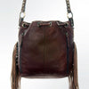 ADBGI102 Studded Leather Fringe Crossbody Bucket Bag - Western Cowhide Style
