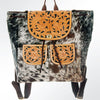 ADBGI110 Tooled Leather Western Backpack - Hair-On Hide with Floral Carving