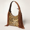 ADBGI112 Sage Western Hobo Bag - Genuine Leather with Tan Hair-On Hide & Tooled Strap