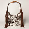 ADBGI112 Sage Western Hobo Bag - Genuine Leather with Tan Hair-On Hide & Tooled Strap