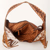ADBGI112 Sage Western Hobo Bag - Genuine Leather with Tan Hair-On Hide & Tooled Strap