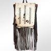 LC-ADBGZ196BRW Genuine Cowhide & Leather Western Backpack with Fringe and Whipstitch - Boho Cowgirl Bag