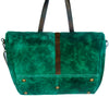 LC-ADBGZ197 Emerald Green Distressed Leather Travel Tote Bag - Western Overnight Weekender