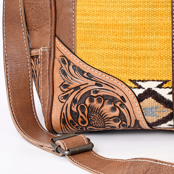 ADBG516 American Darling Tooled Leather & Saddle Blanket Duffel Bag Mae Western Travel Weekender