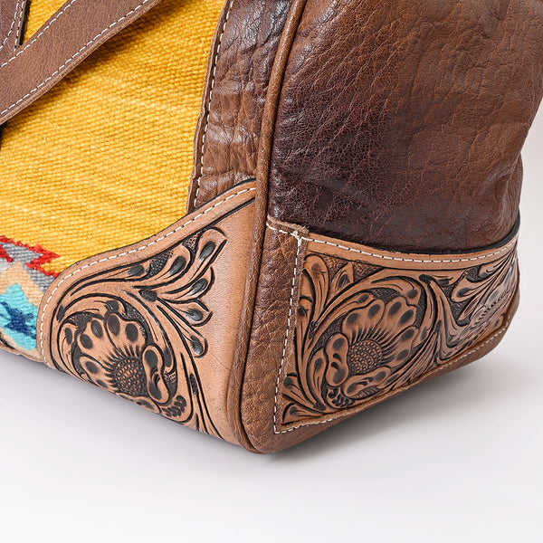ADBG516 American Darling Tooled Leather & Saddle Blanket Duffel Bag Mae Western Travel Weekender