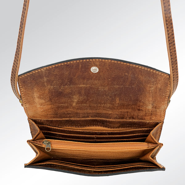 ADBG518 American Darling Hand Tooled Floral Leather Western Crossbody Bag