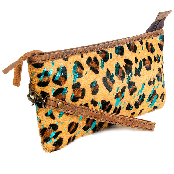 ADBG344 American Darling Western Leather Wristlet Bag with Printed Hair-On Cowhide