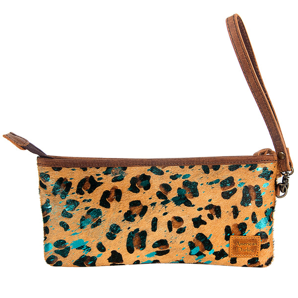 ADBG344 American Darling Western Leather Wristlet Bag with Printed Hair-On Cowhide