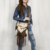 ADBG515 American Darling Hand Tooled Floral Strap Hair-On Cowhide Western Large Cross body Bag