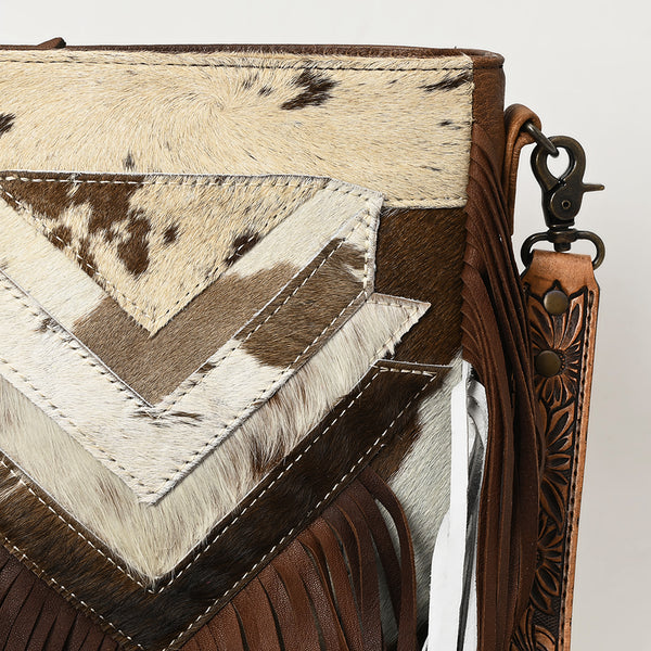 ADBG515 American Darling Hand Tooled Floral Strap Hair-On Cowhide Western Large Cross body Bag