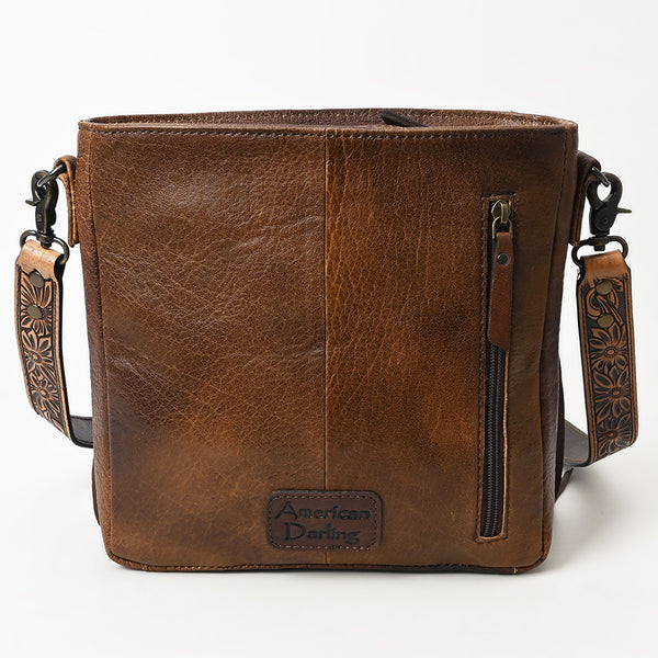 ADBG515 American Darling Hand Tooled Floral Strap Hair-On Cowhide Western Large Cross body Bag