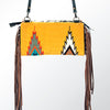 ADBG344 American Darling Western Leather Wristlet Bag with Hand Woven Saddle Blanket & Tooled Accents