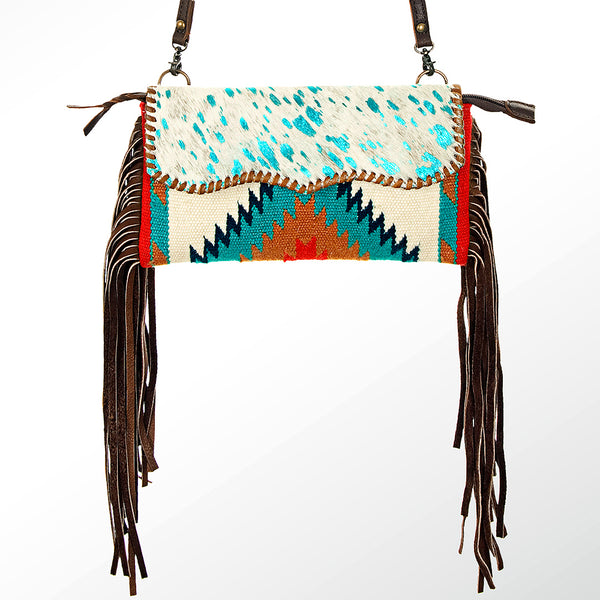 ADBG344 American Darling Western Leather Wristlet Bag with Hand Woven Saddle Blanket & Tooled Accents