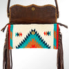 ADBG344 American Darling Western Leather Wristlet Bag with Hand Woven Saddle Blanket & Tooled Accents