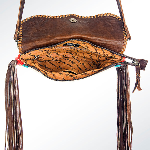 ADBG344 American Darling Western Leather Wristlet Bag with Hand Woven Saddle Blanket & Tooled Accents