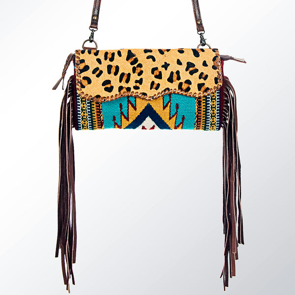 ADBG344 American Darling Western Leather Wristlet Bag with Hand Woven Saddle Blanket & Tooled Accents