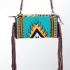 ADBG344 American Darling Western Leather Wristlet Bag with Hand Woven Saddle Blanket & Tooled Accents