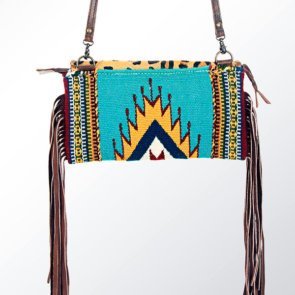 ADBG344 American Darling Western Leather Wristlet Bag with Hand Woven Saddle Blanket & Tooled Accents