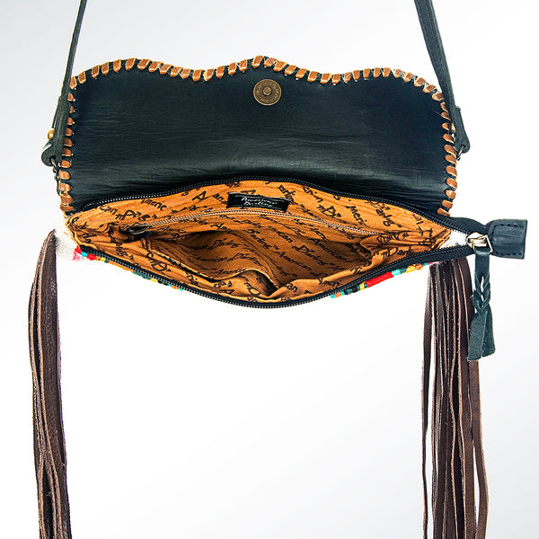 ADBG344 American Darling Western Leather Wristlet Bag with Hand Woven Saddle Blanket & Tooled Accents
