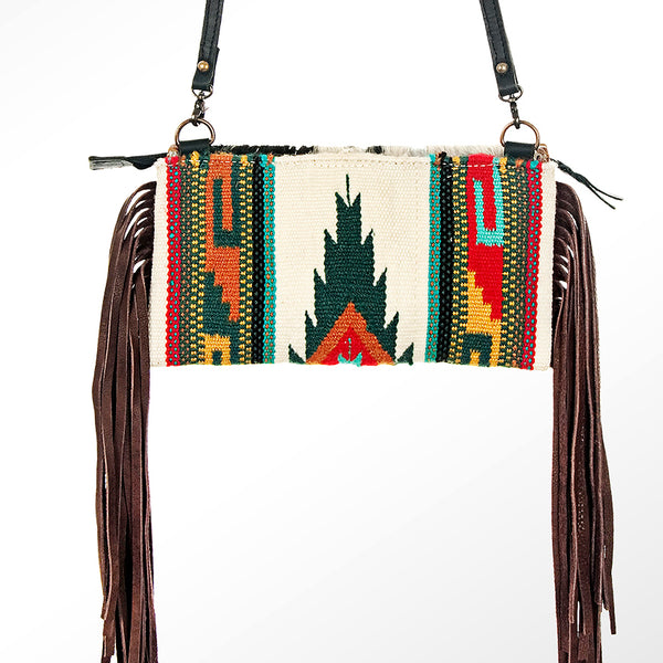 ADBG344 American Darling Western Leather Wristlet Bag with Hand Woven Saddle Blanket & Tooled Accents