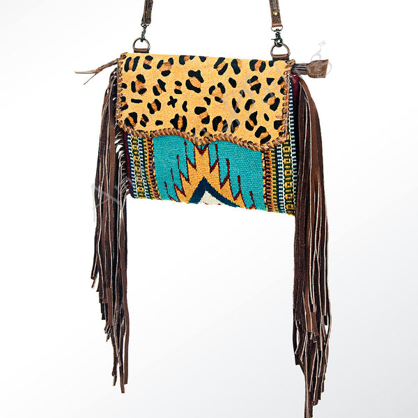 ADBG236 American Darling Handcrafted Western Cross body Bag with Saddle Blanket and Fringes